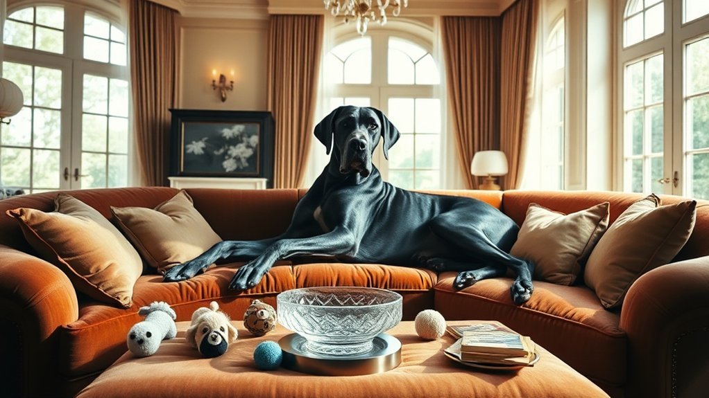 Great Dane with a smiling family
