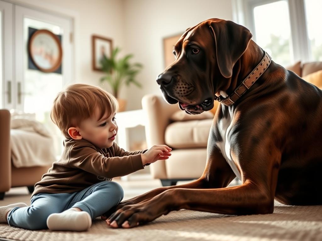 Gentle Great Dane with children
